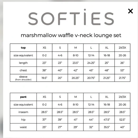 Softies waffle marshmallow V-Neck Luxe Cozy  Loungewear Set XS - Picture 5 of 8